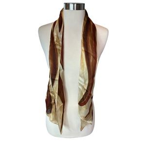 Vintage Casual Corner Scarf Womens Silk Lightweight Neck Scarf Brown Tan
